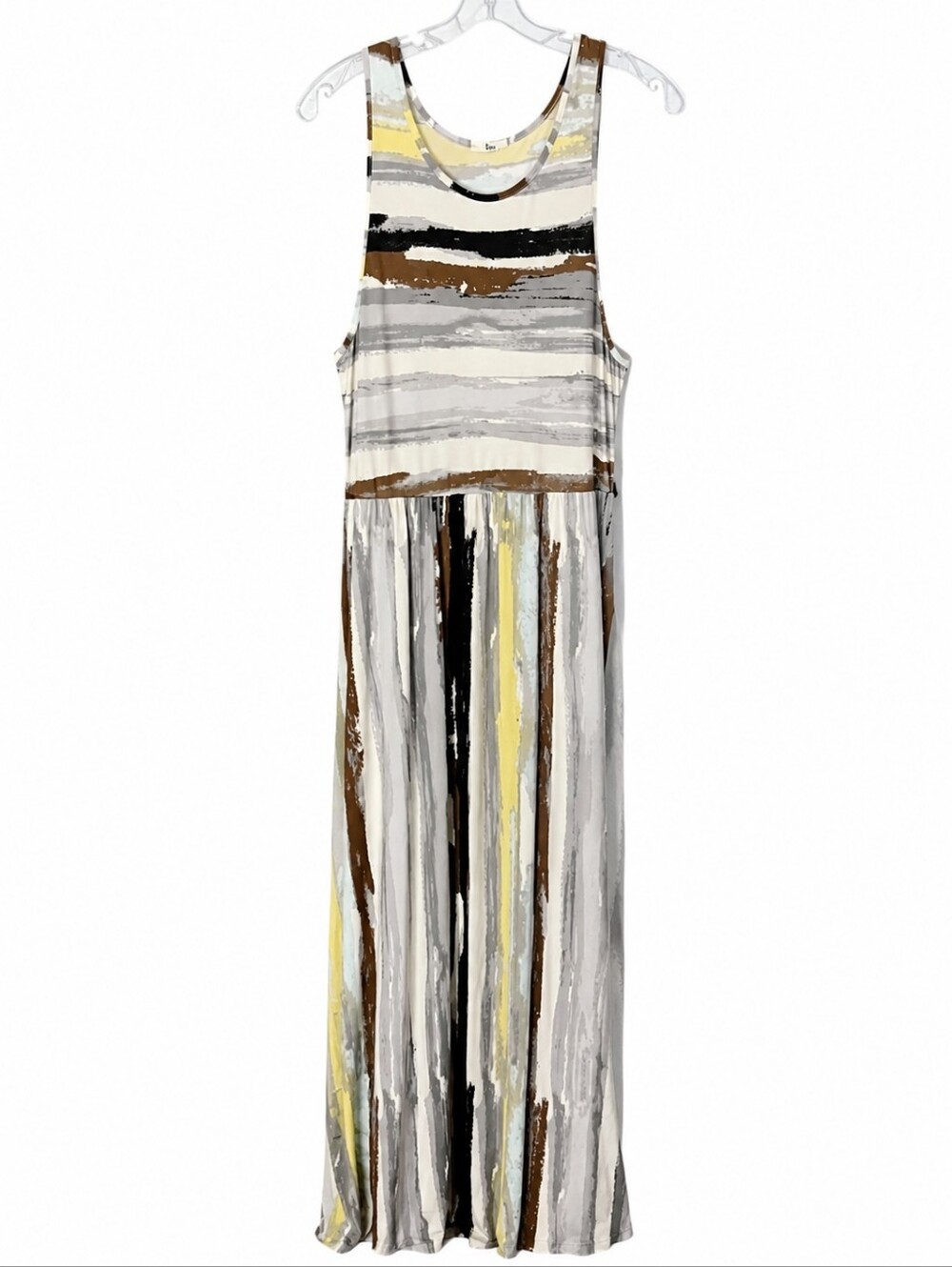 Striped Sleeveless Maxi Dress in Neutral Tones